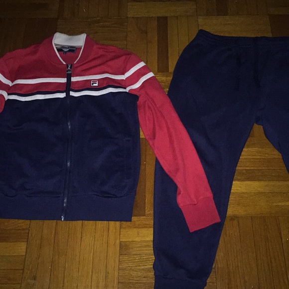 red fila sweat suit